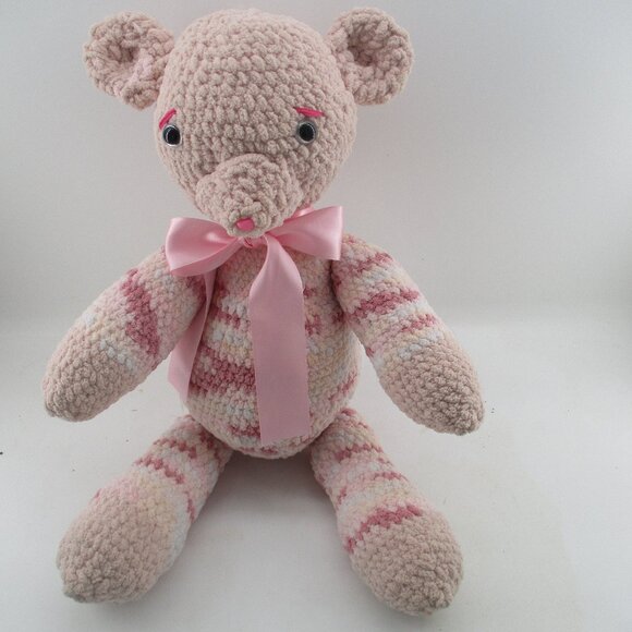 21" Pink Amigurumi Crochet Handmade Bear, unique for Baby, Child, Girls.